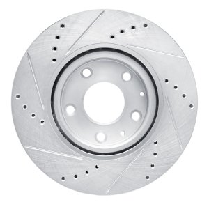 Mazda 3 Brake Rotor (1) - Front Right - R1 Concepts - Drilled & Slotted - Silver - `19-`25